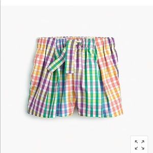 J. Crew Girls Rainbow Check Tie-Waist Shorts